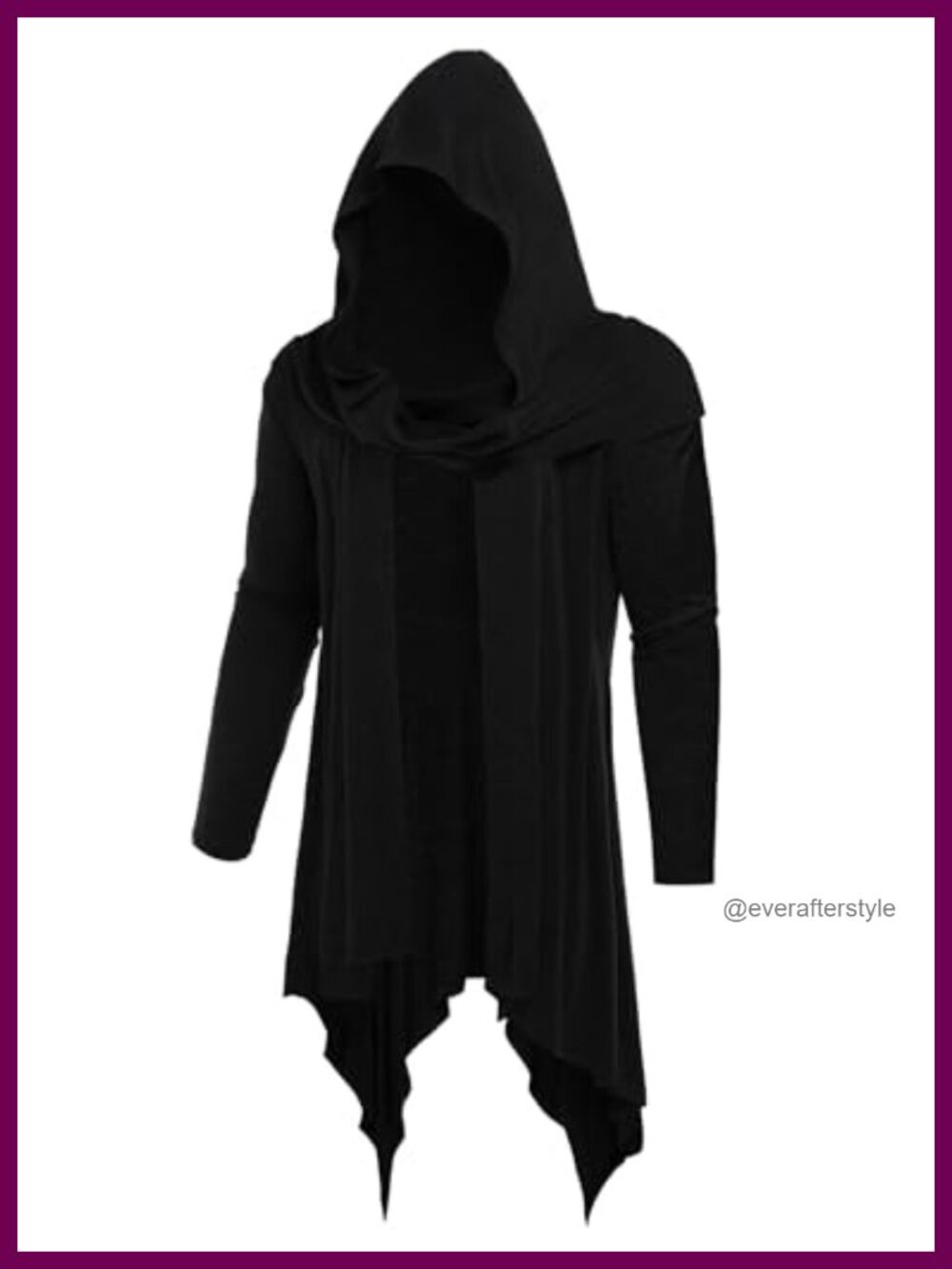 Mens Long Hooded Cardigan Ruffle Shawl Collar Open Front Drape Cape
